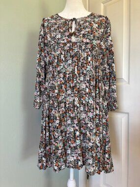 Natural Life Boho Floral Print Babydoll-Style Mini Dress Size Small